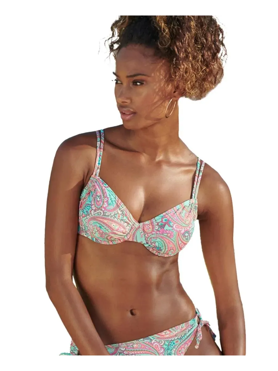 Бикини-топ с принтом пейсли и косточками, модель Paisley Print Underwire LASCANA — изображение 1 из 6, мульти