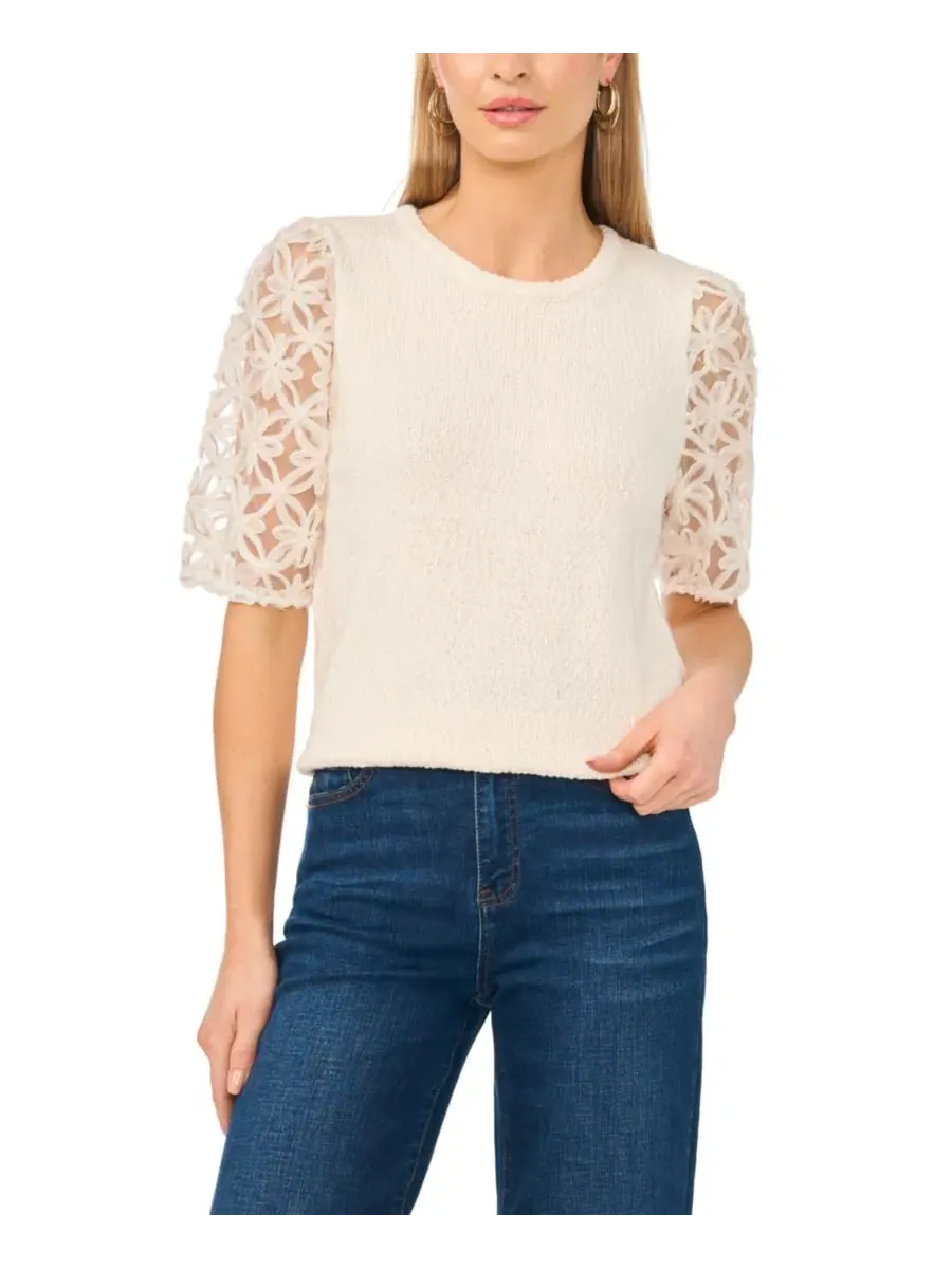Топ с текстурой и коротким рукавом Vince Camuto