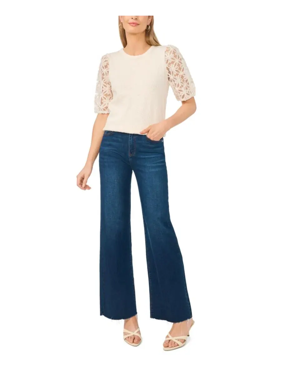 Топ с текстурой и коротким рукавом Vince Camuto — изображение 2 из 5, слоновая кость