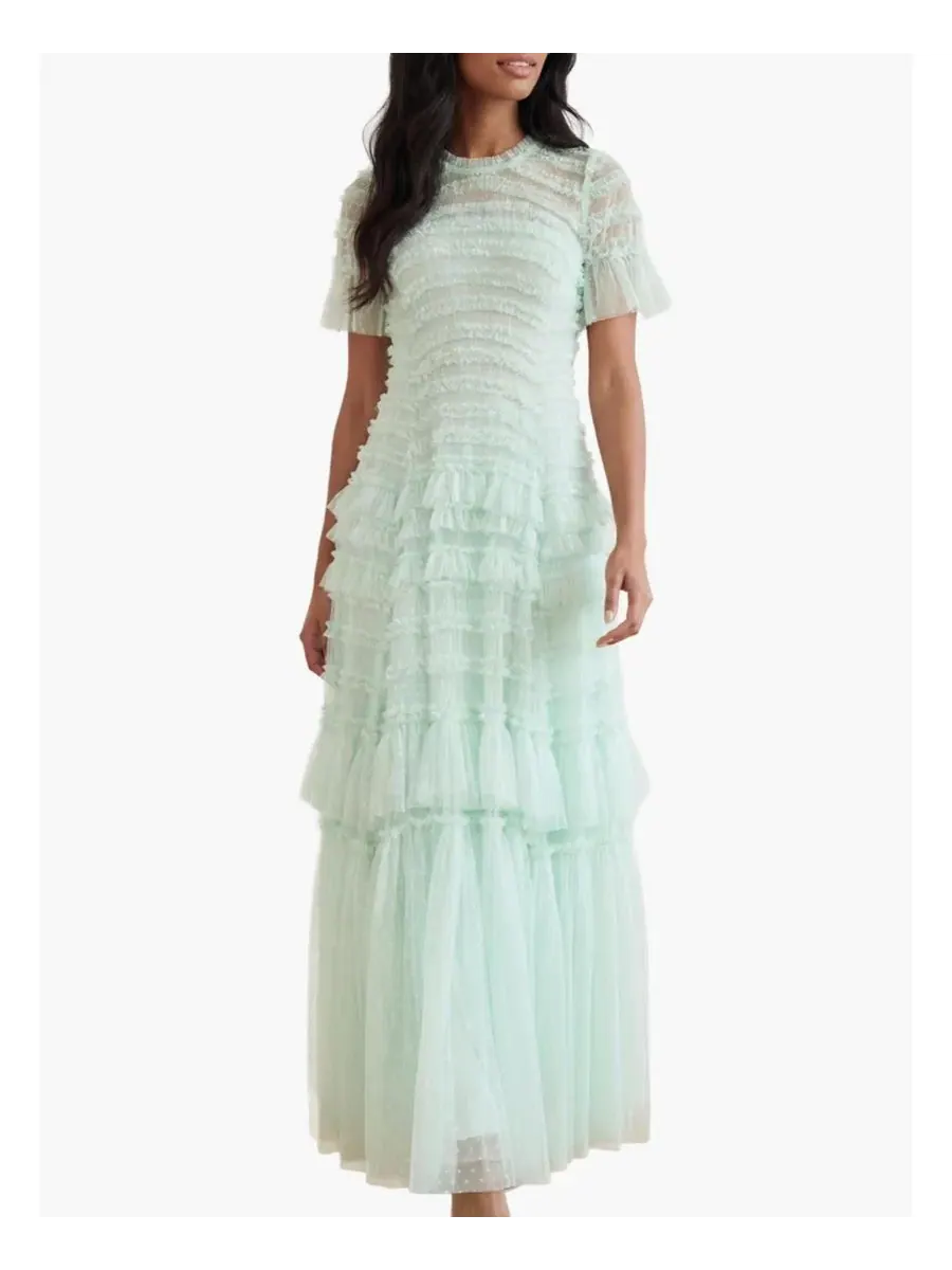 Платье макси с рюшами Valentine Ruffle Gown Needle & Thread, Soft Mint