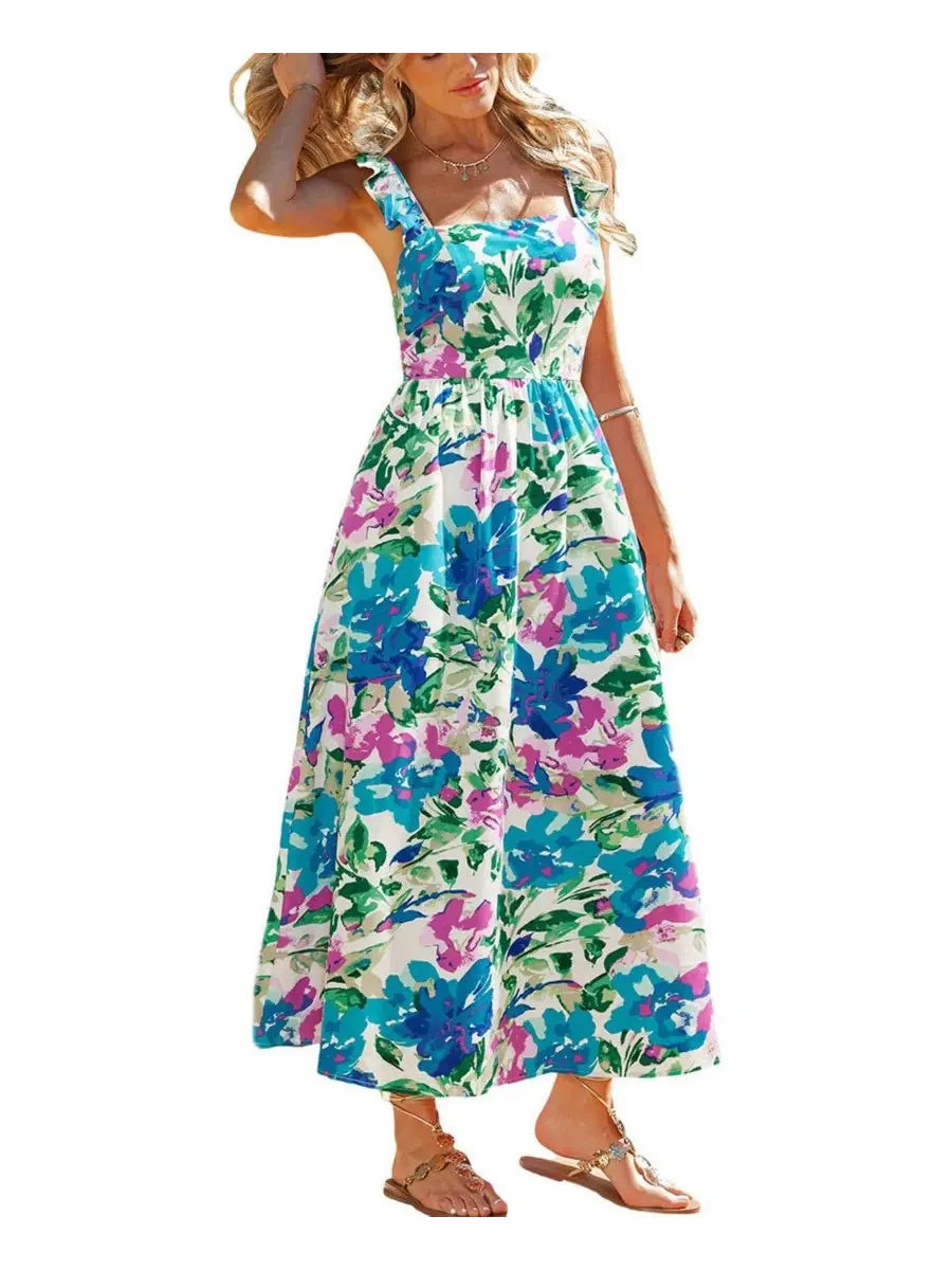 Платье-макси Sun Petal Floral Maxi Cupshe — изображение 1 из 3, синий