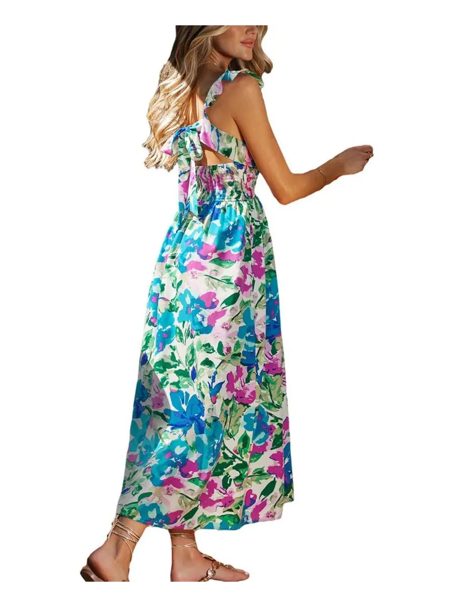 Платье-макси Sun Petal Floral Maxi Cupshe — изображение 3 из 3, синий