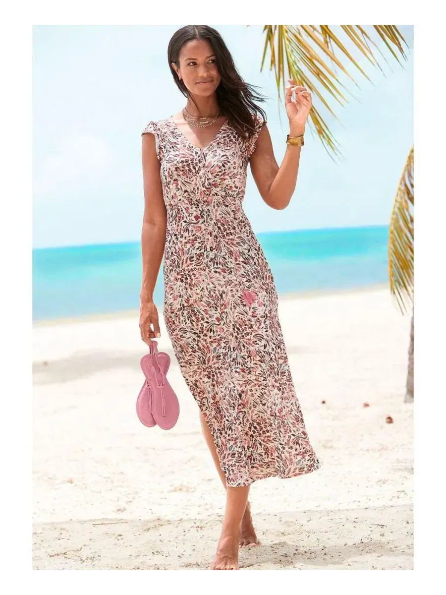 Макси-платье свободного кроя с длинными разрезами A-силуэта Side Slit Maxi Dress LASCANA — изображение 2 из 6