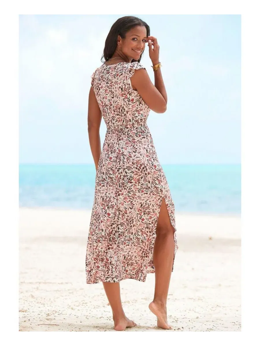 Макси-платье свободного кроя с длинными разрезами A-силуэта Side Slit Maxi Dress LASCANA — изображение 3 из 6