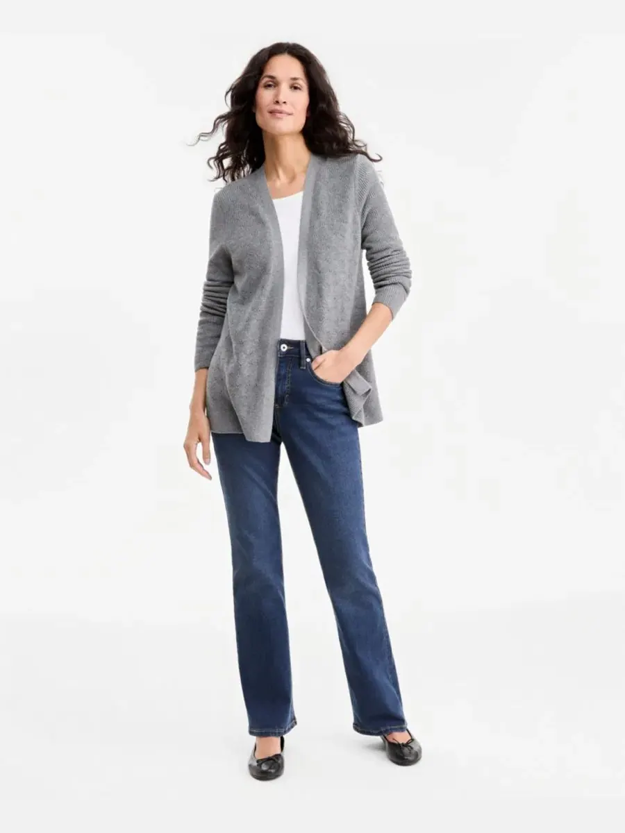 Кардиган-свитер с открытым передом, с длинным рукавом, из хлопка, Petite Textured Open-Front Cotton — изображение 2 из 4