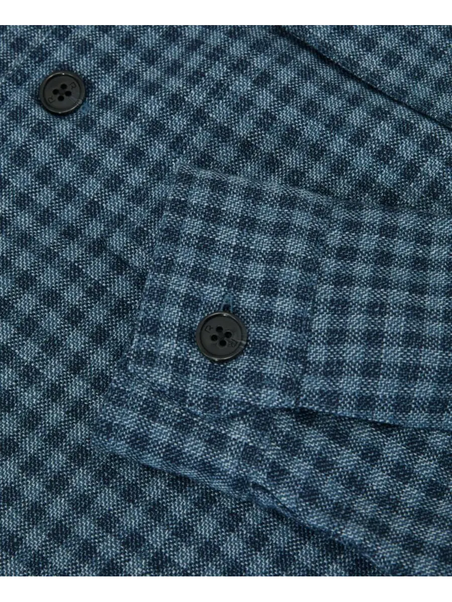 Мужская рубашка-оверширт с принтом Sever Linen Check REISS — изображение 4 из 5, синий