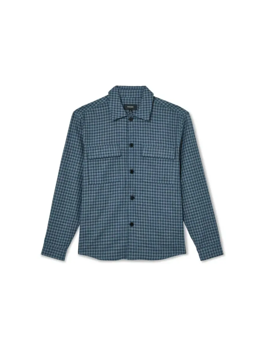 Мужская рубашка-оверширт с принтом Sever Linen Check REISS — изображение 5 из 5, синий
