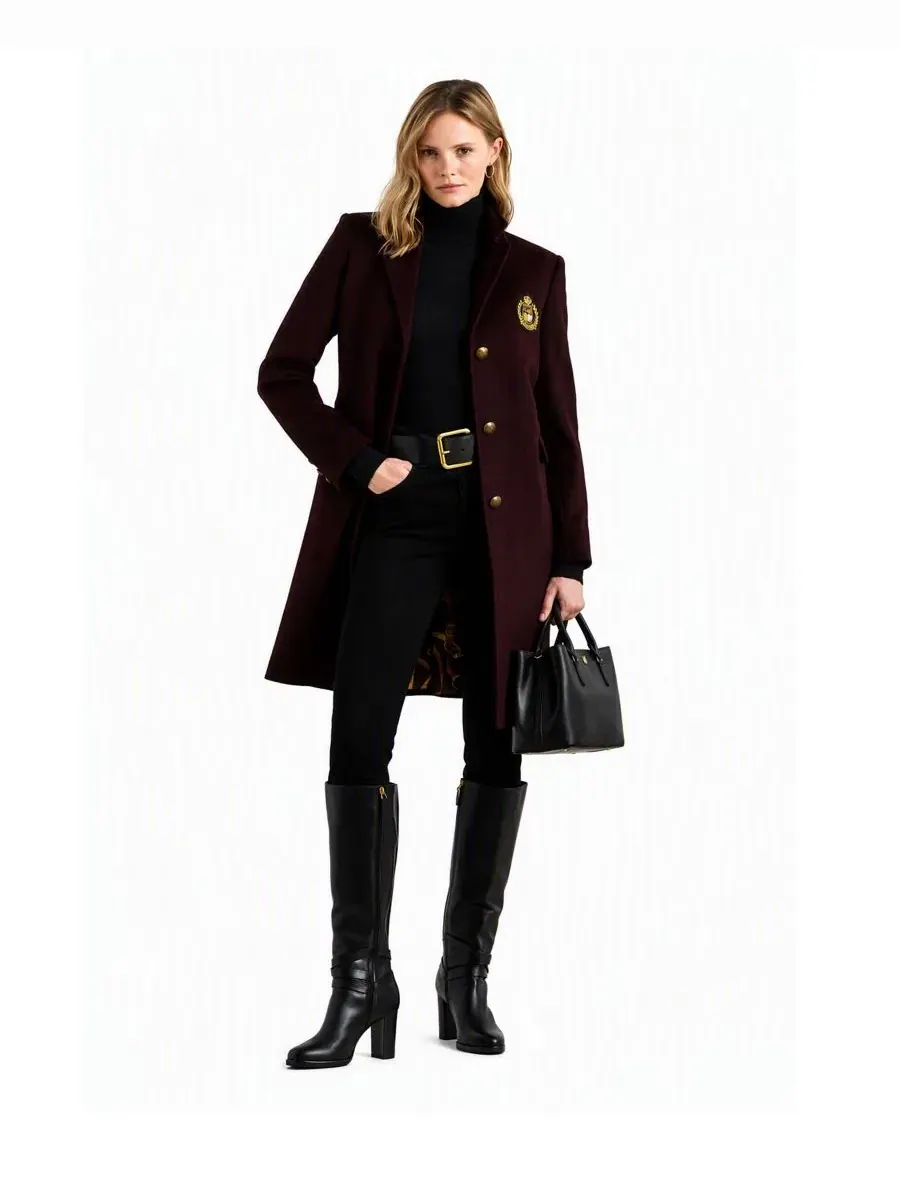 Пальто женское однобортное с воротником, на пуговицах, из шерстяной смеси Lauren Ralph Lauren