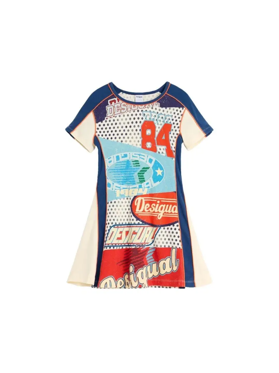 Платье-трапеция с принтом и цифрой Desigual — изображение 1 из 6, белый
