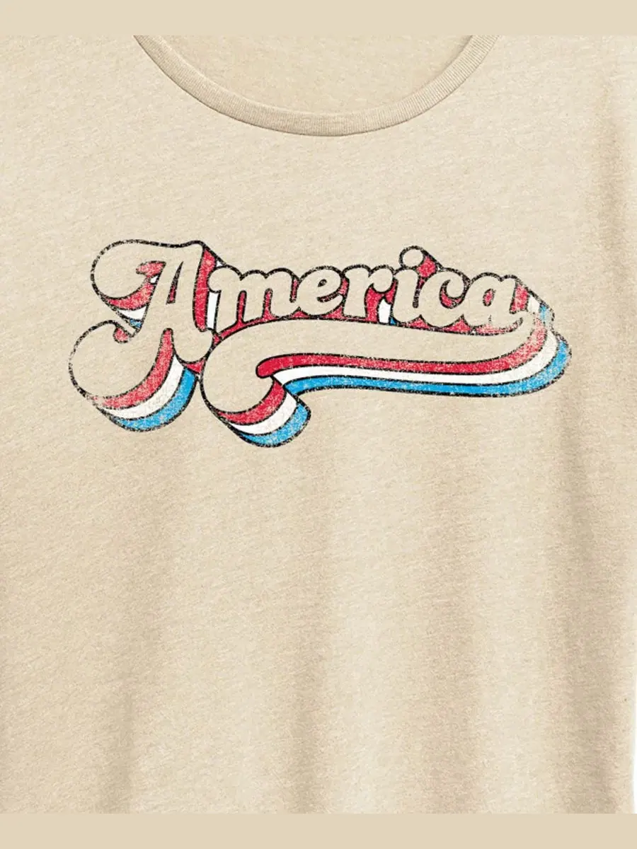 Футболка с принтом Instant Message America Retro, Plus Size Hybrid Apparel — изображение 2 из 3, березовый