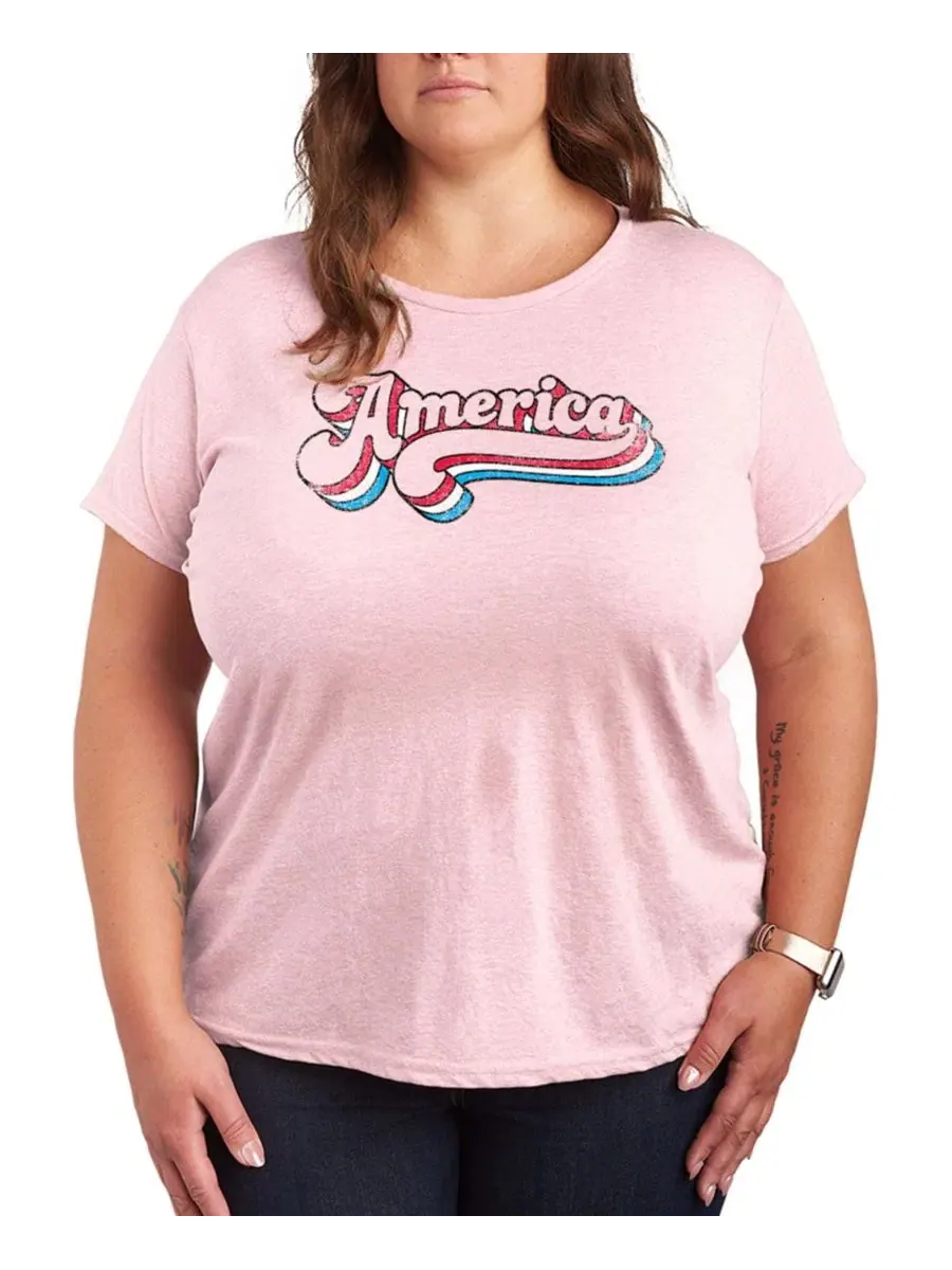 Футболка с длинным рукавом и принтом Instant Message America Retro Hybrid Apparel — изображение 1 из 3, розовый