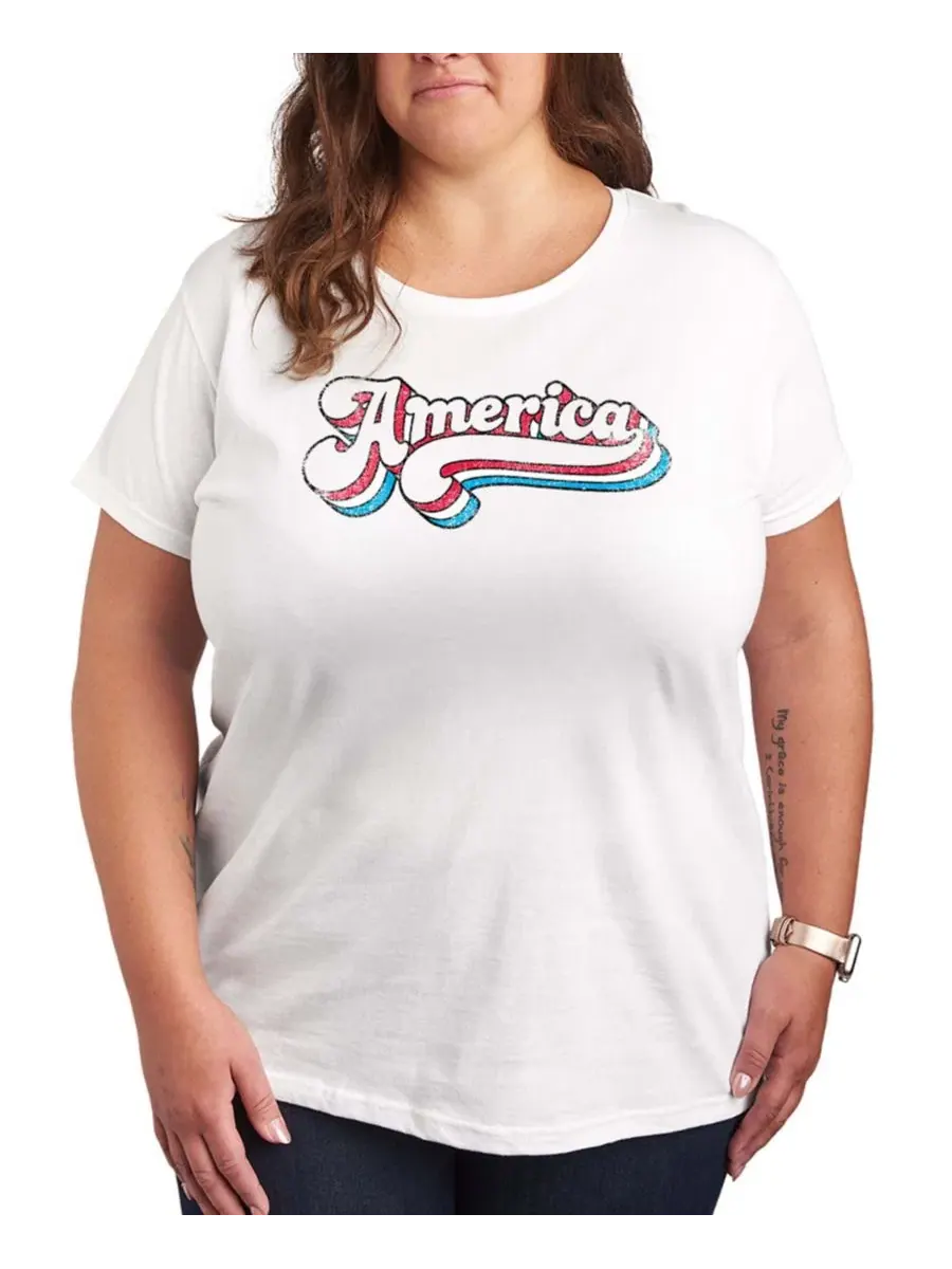 Футболка с коротким рукавом с ретро-принтом Instant Message America Retro Graphic Hybrid Apparel — изображение 1 из 3, белый