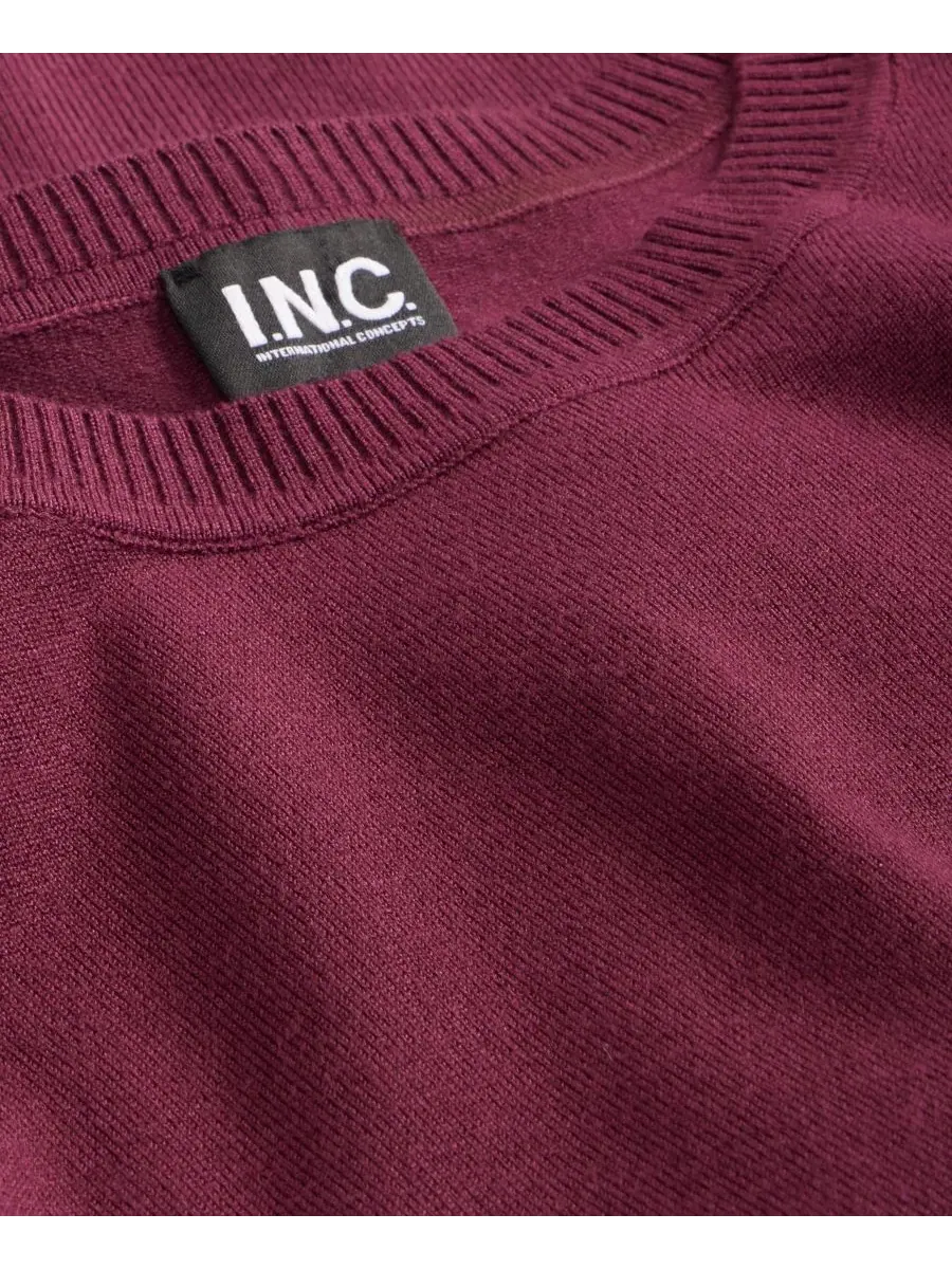 Детский свитер с круглым вырезом и длинным рукавом, облегающий I.N.C. International Concepts — изображение 6 из 6, винный