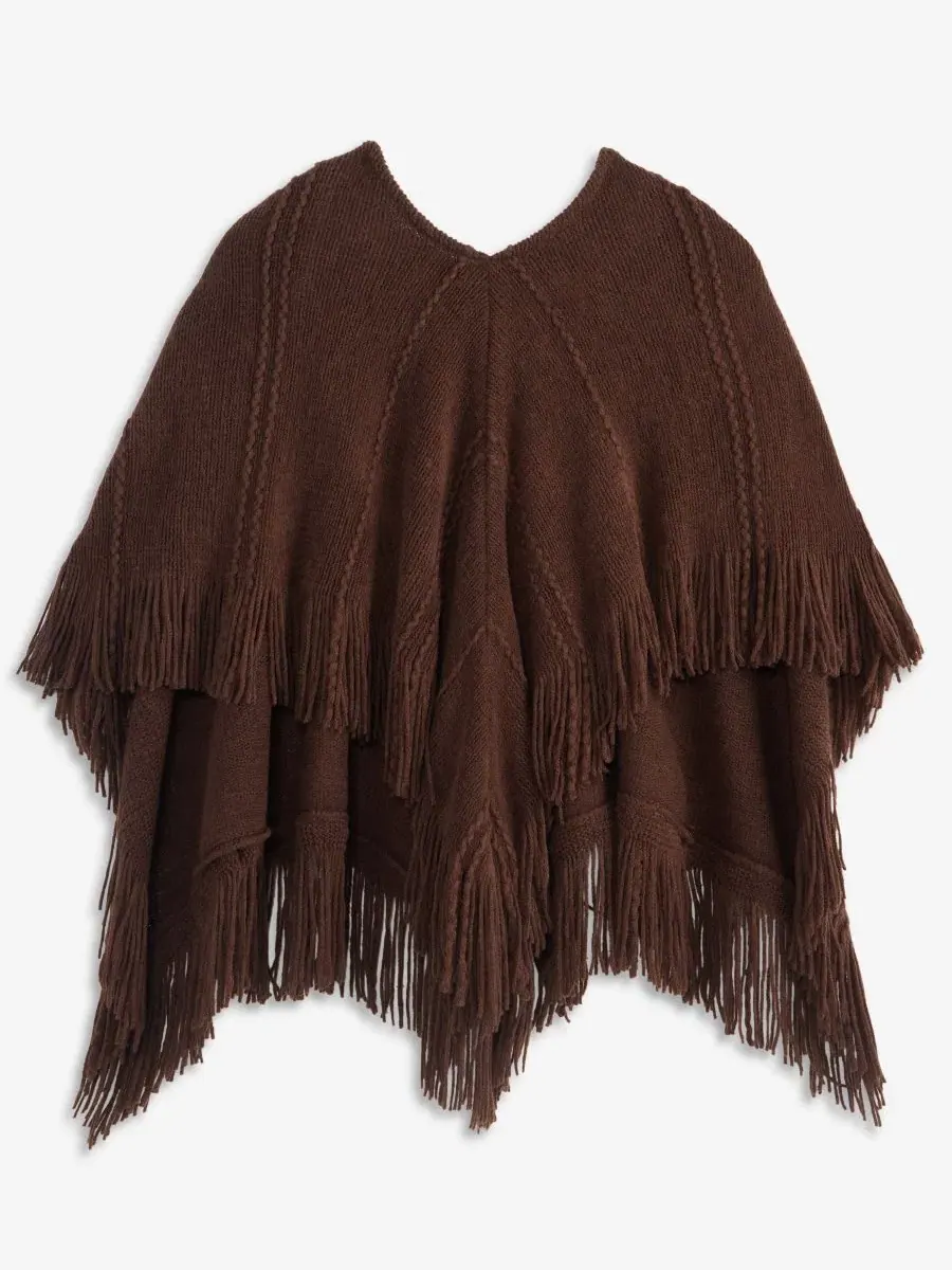 Накидка из акрила с бахромой Style & Co — изображение 1 из 4, шоколад
