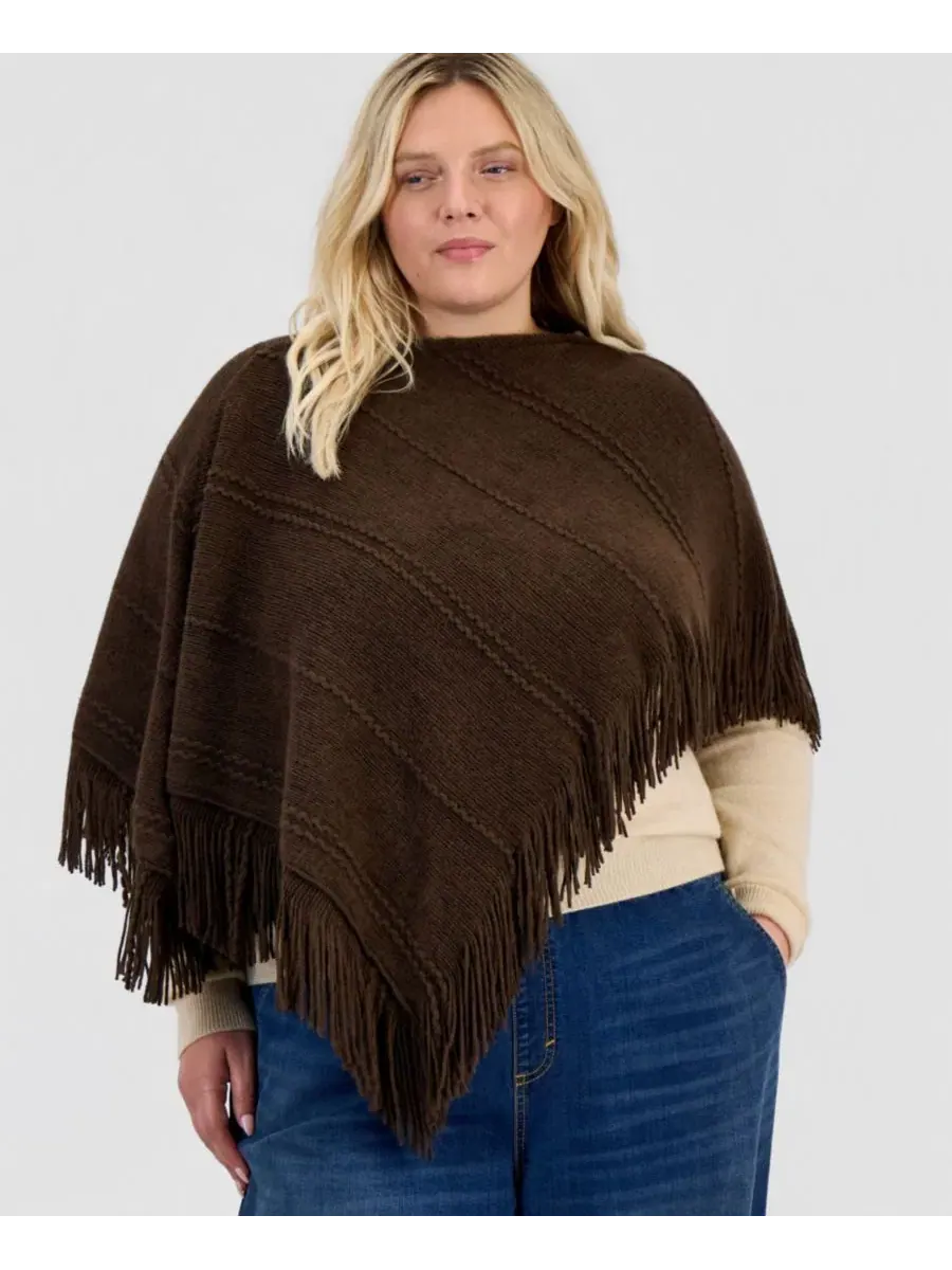 Накидка из акрила с бахромой Style & Co — изображение 2 из 4, шоколад