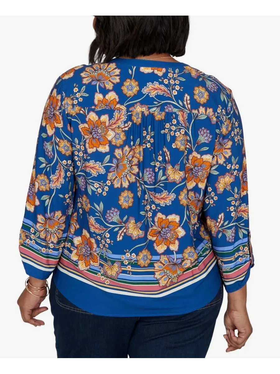 Блуза с цветочным принтом, с V-образным вырезом и завязками Ruby Rd. — изображение 5 из 5, мульти