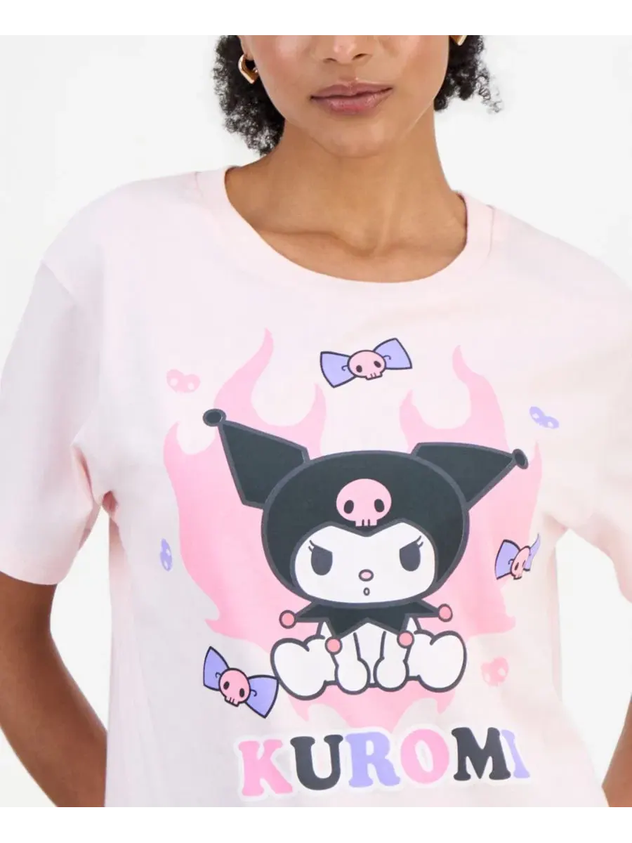 Футболка с принтом Kuromi Sanrio — изображение 4 из 4, розовый