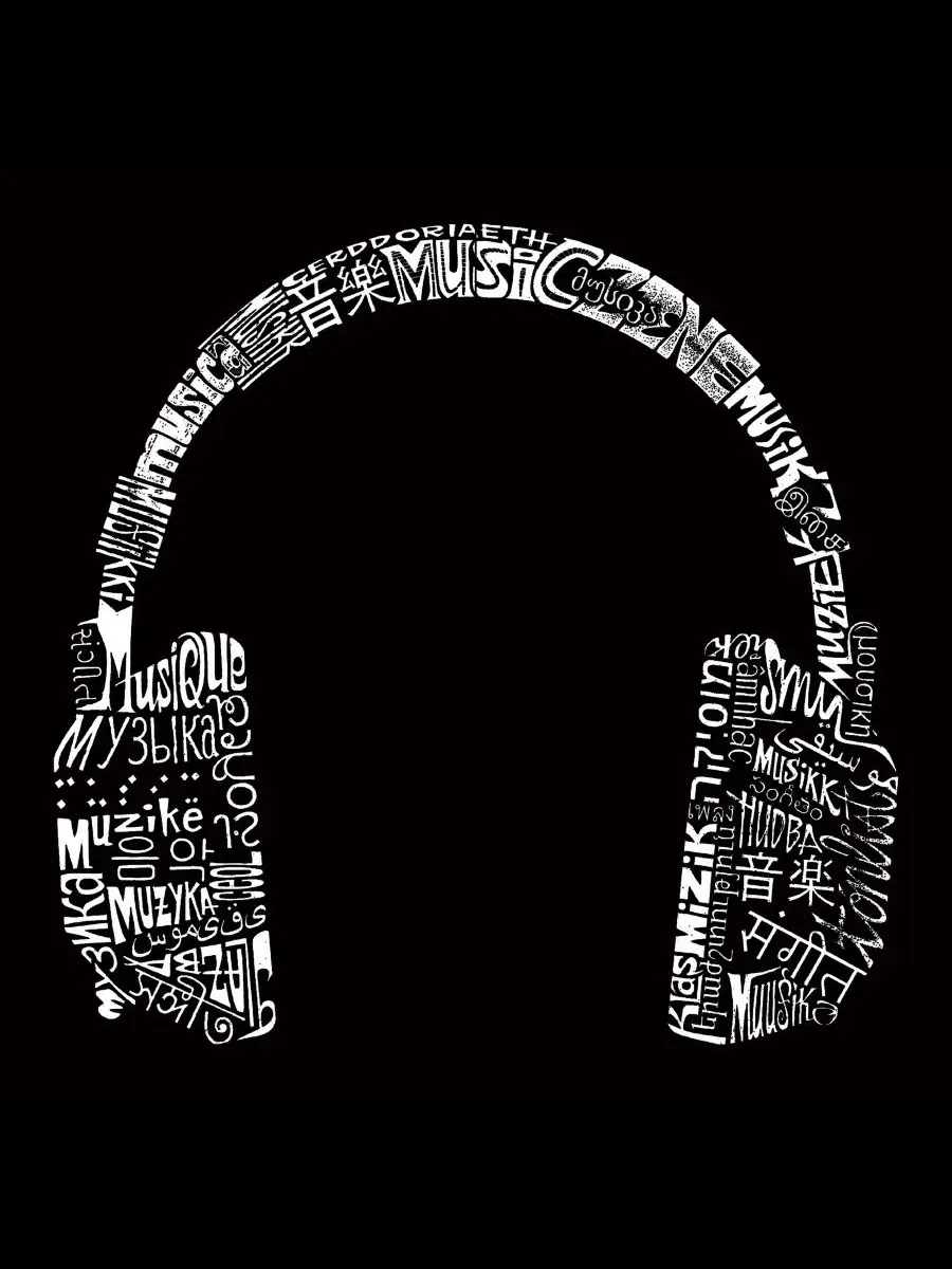 Футболка с принтом Music Word Art LA Pop Art — изображение 4 из 4, черный