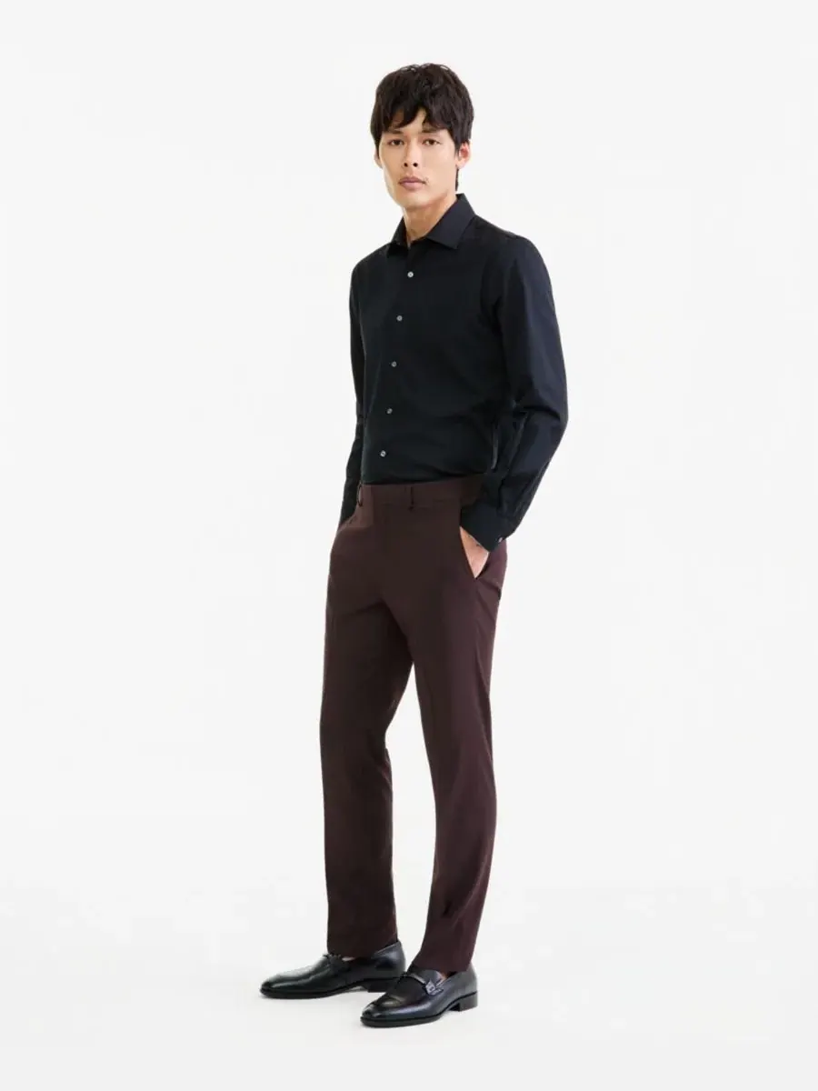 Брюки классические с защипами Slim Fit Techni-Cole Kenneth Cole Reaction — изображение 2 из 6, коричневый