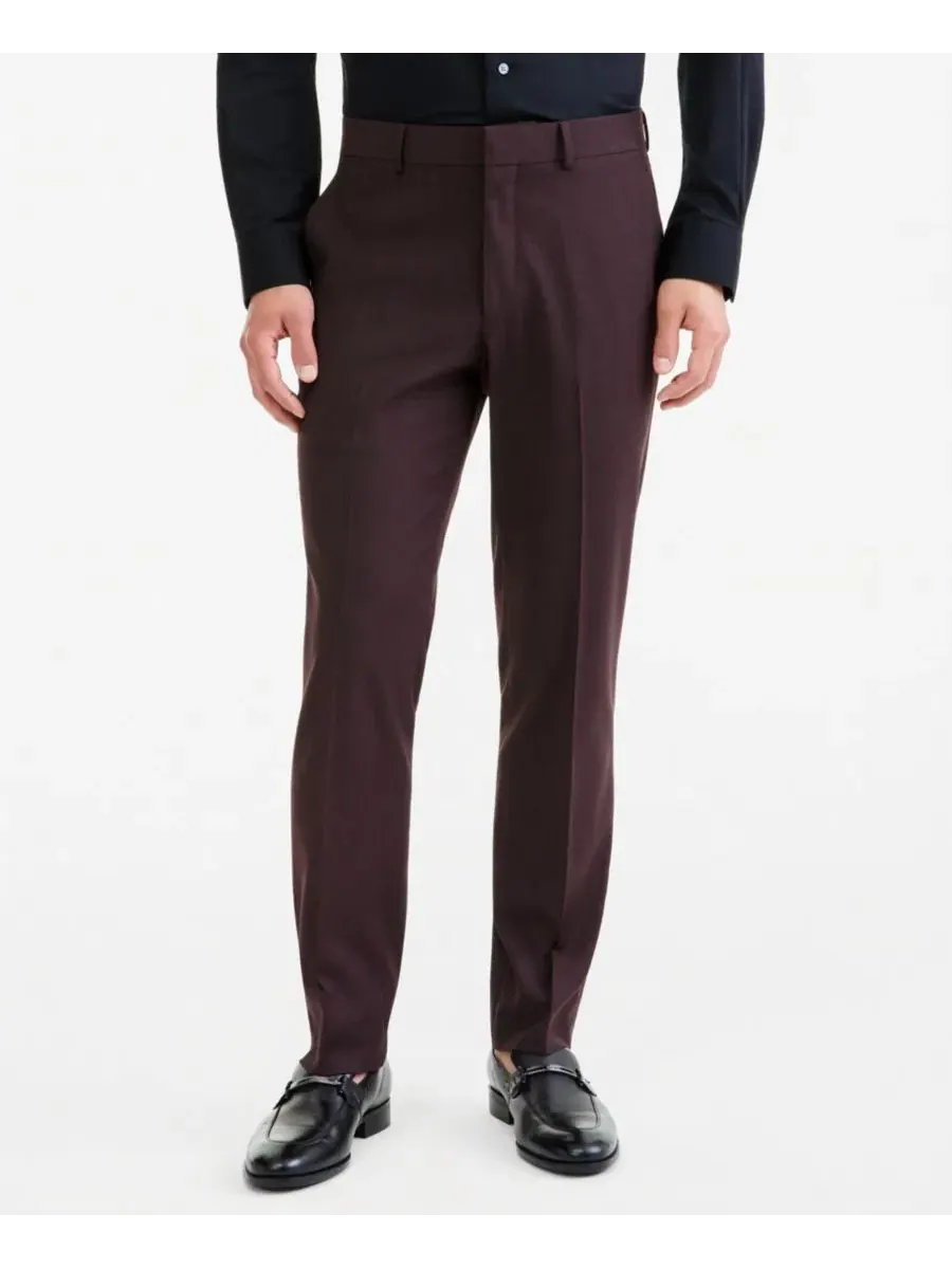 Брюки классические с защипами Slim Fit Techni-Cole Kenneth Cole Reaction — изображение 3 из 6, коричневый