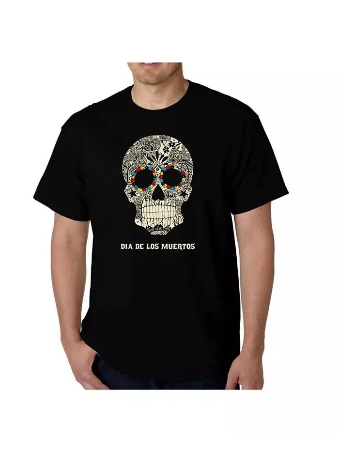 Мужская футболка Word Art - Dia De Los Muertos LA Pop Art — изображение 1 из 3, черный