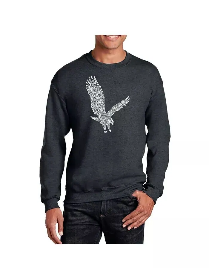 Мужская толстовка Word Art Eagle с круглым вырезом LA Pop Art — изображение 1 из 2, серый