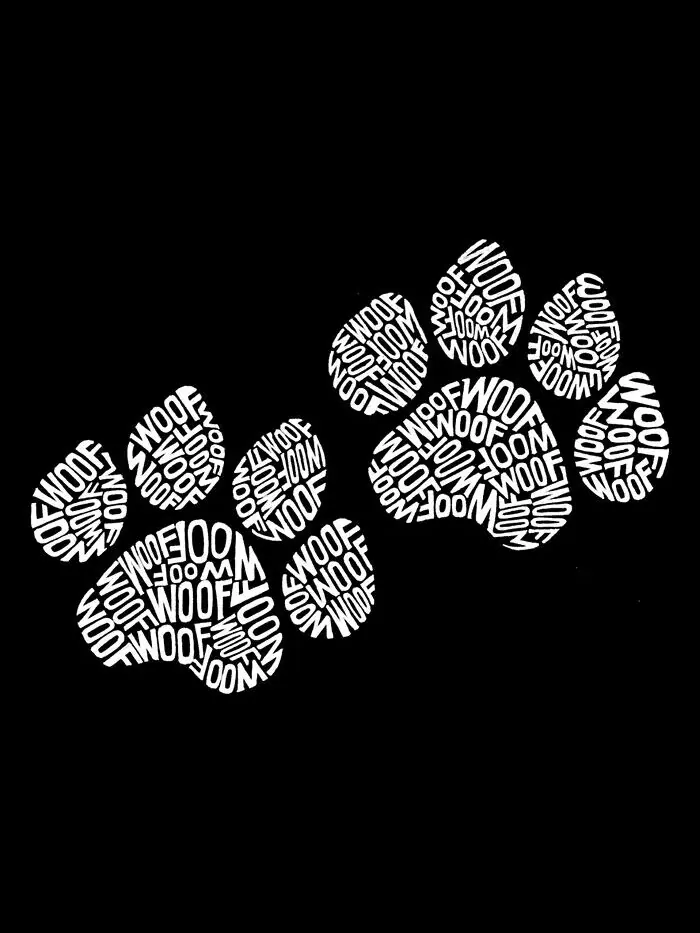 Женская толстовка Word Art Crewneck с принтом в виде лапок Woof LA Pop Art — изображение 2 из 2, черный