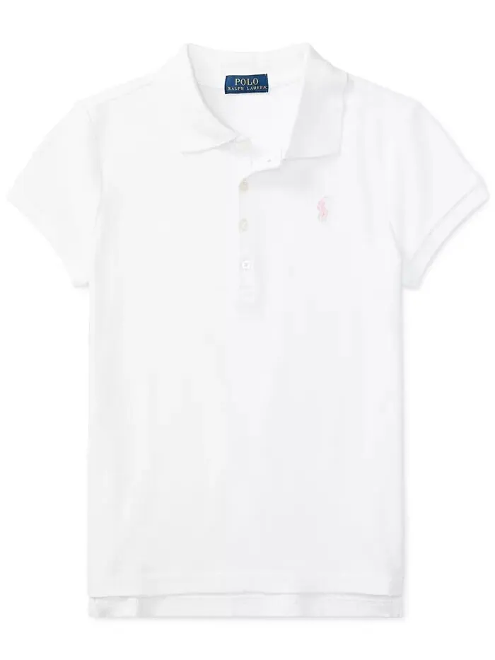 Рубашка поло из эластичного хлопка для больших девочек Polo Ralph Lauren — изображение 2 из 6, синий
