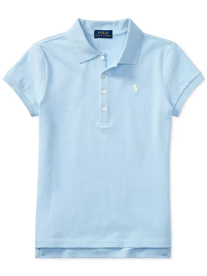 Детская поло для девочек 7-16 лет из стрейч хлопка с сетчатой тканью Polo Ralph Lauren