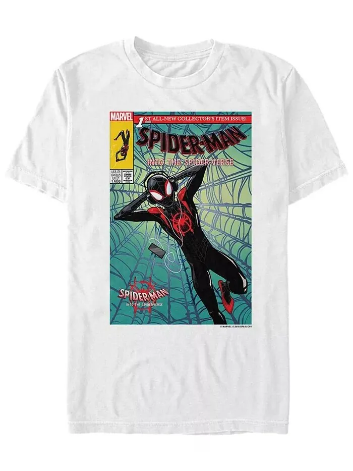 Футболка с коротким рукавом для мужчин Marvel Spider-Man Into The Spiderverse в стиле комиксов — изображение 1 из 1, белый