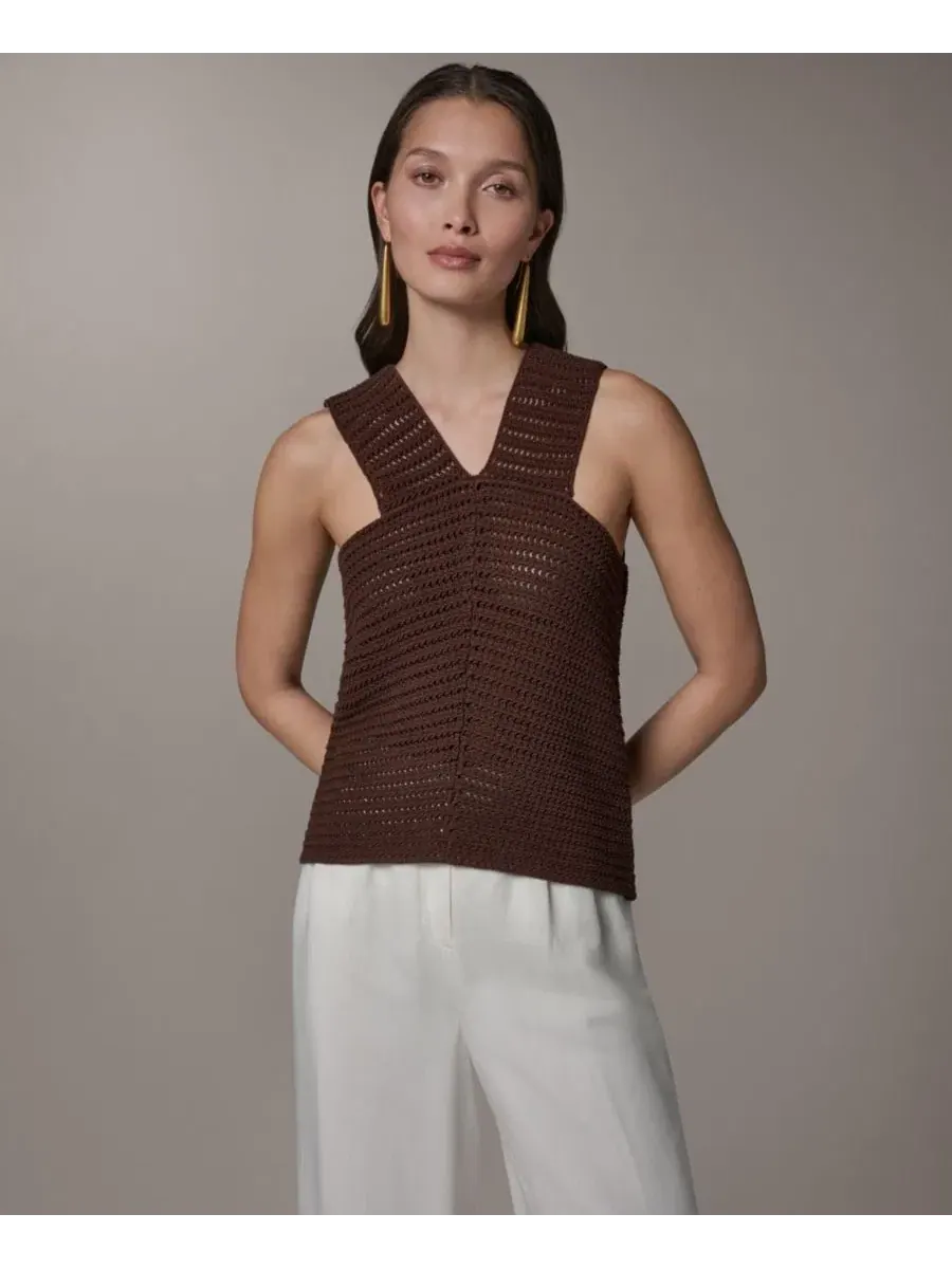 Женский свитер без рукавов с V-образным вырезом Donna Karan New York — изображение 1 из 6