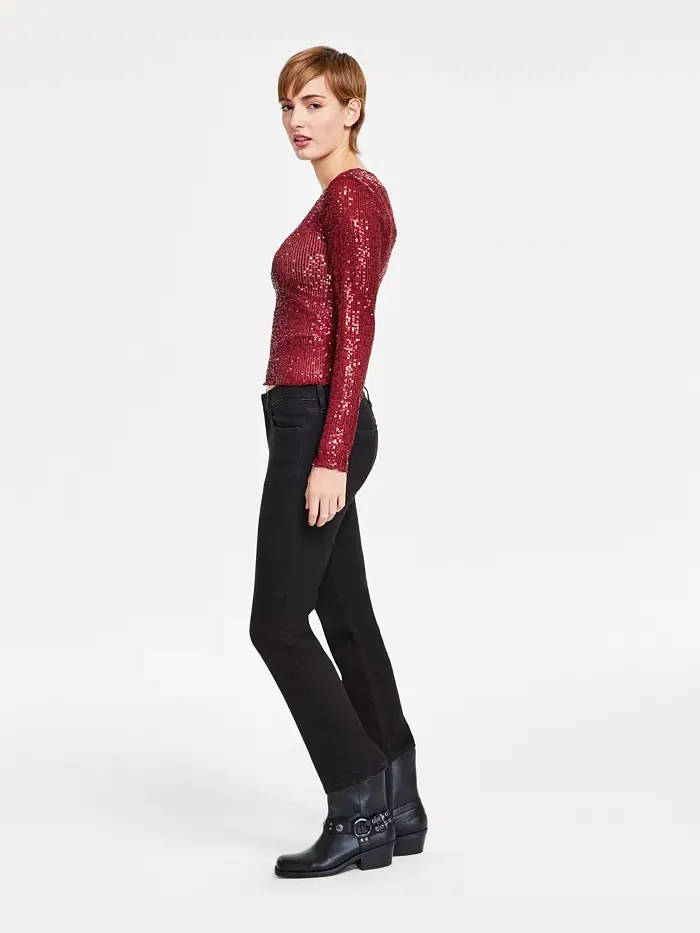 Женские джинсы Sweet Straight Leg Lucky Brand — изображение 6 из 8, черный