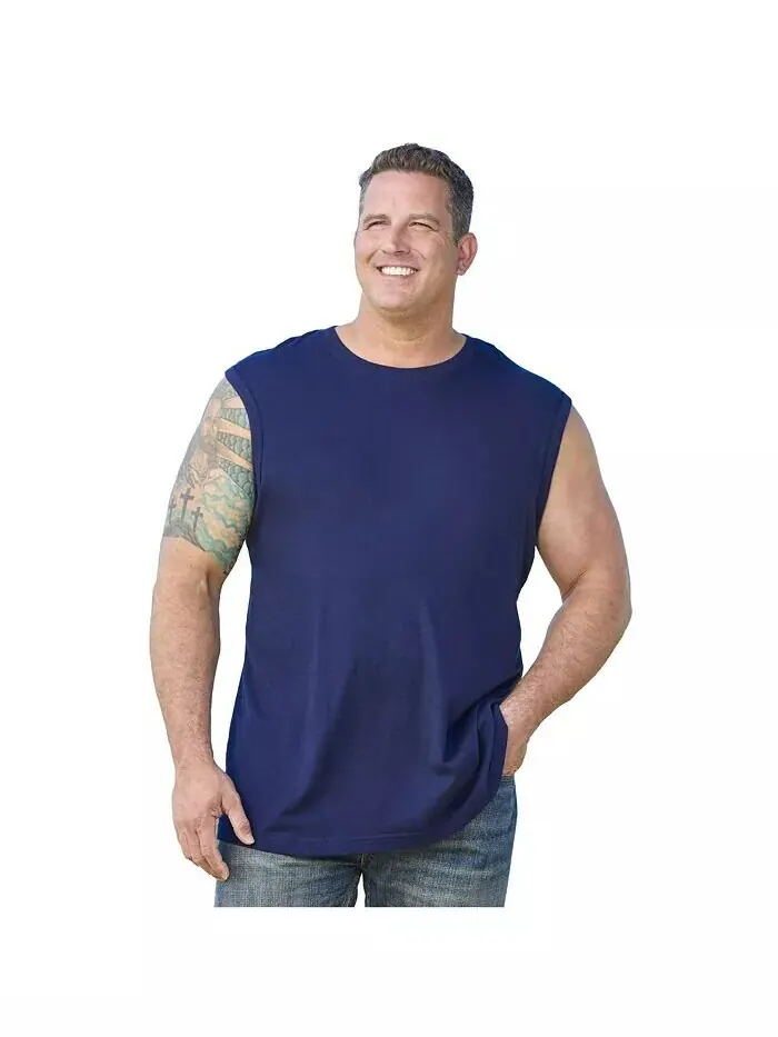 Легкая футболка с мышцами Big & Tall без усадки KingSize — синий