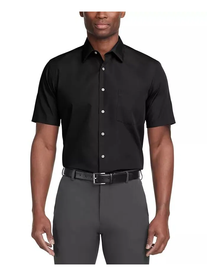 Однотонная классическая рубашка из поплина с короткими рукавами Van Heusen — изображение 1 из 3, черный