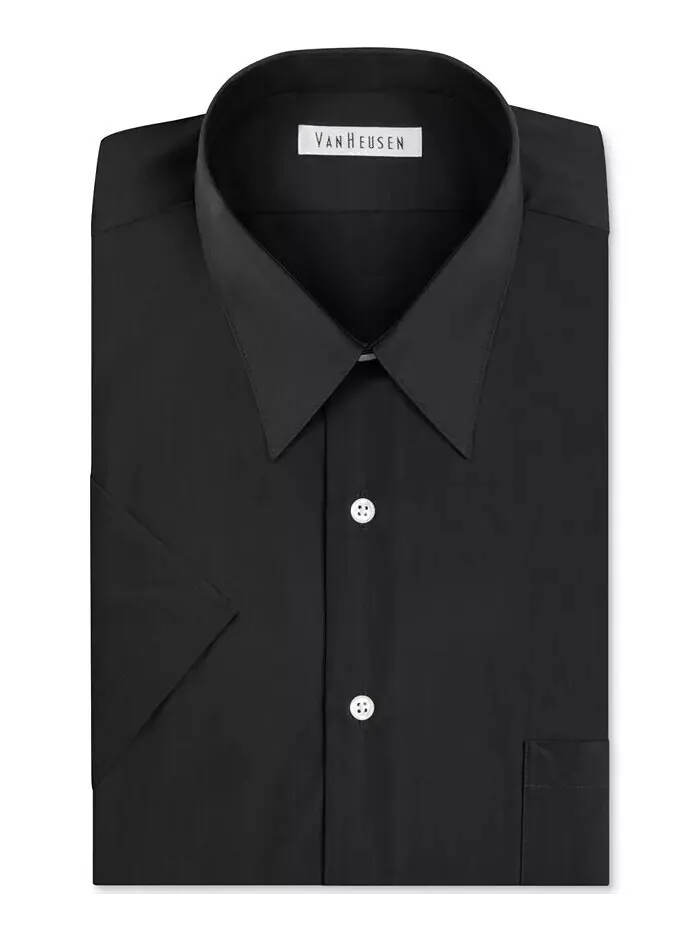 Однотонная классическая рубашка из поплина с короткими рукавами Van Heusen — изображение 3 из 3, черный