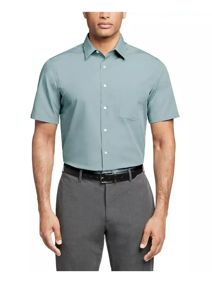 Однотонная классическая рубашка из поплина с короткими рукавами Van Heusen — серый