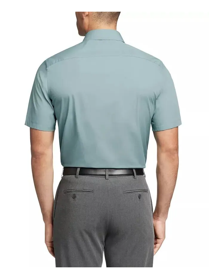 Однотонная классическая рубашка из поплина с короткими рукавами Van Heusen — изображение 2 из 3, серый