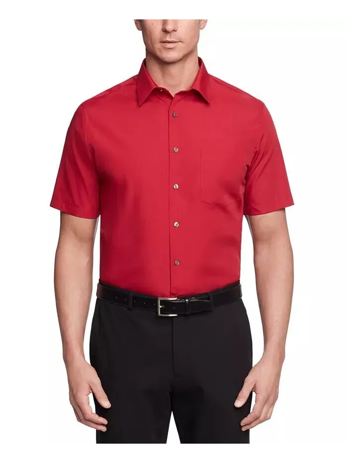 Однотонная классическая рубашка из поплина с короткими рукавами Van Heusen — оранжевый