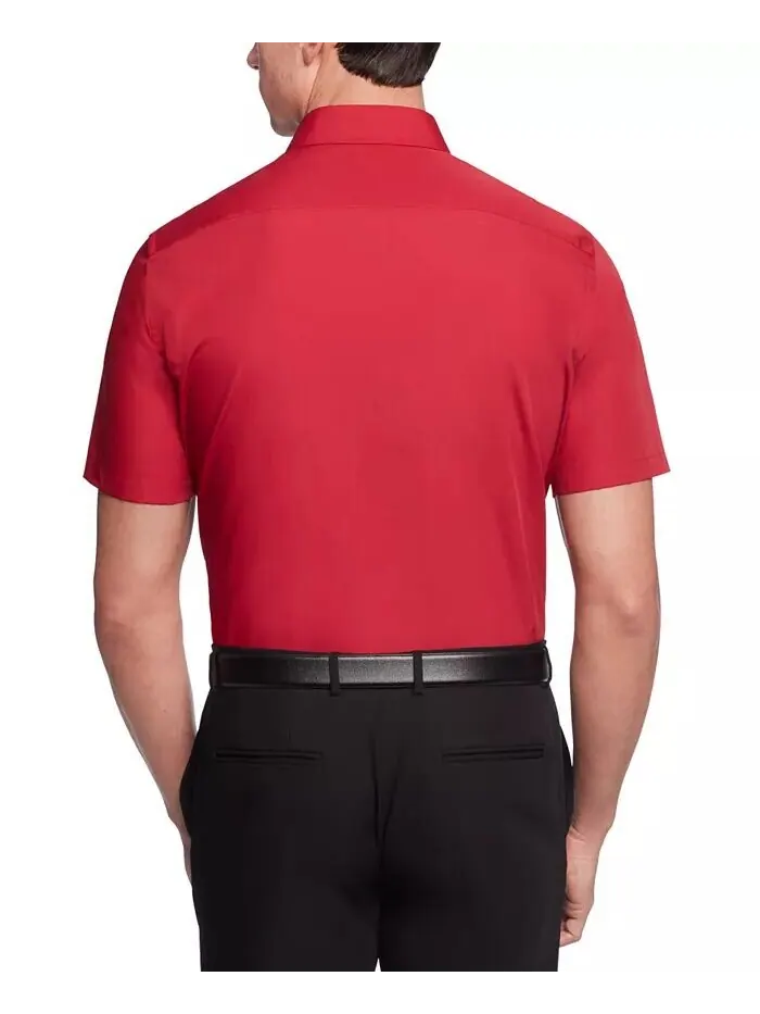 Однотонная классическая рубашка из поплина с короткими рукавами Van Heusen — изображение 2 из 2, пламя