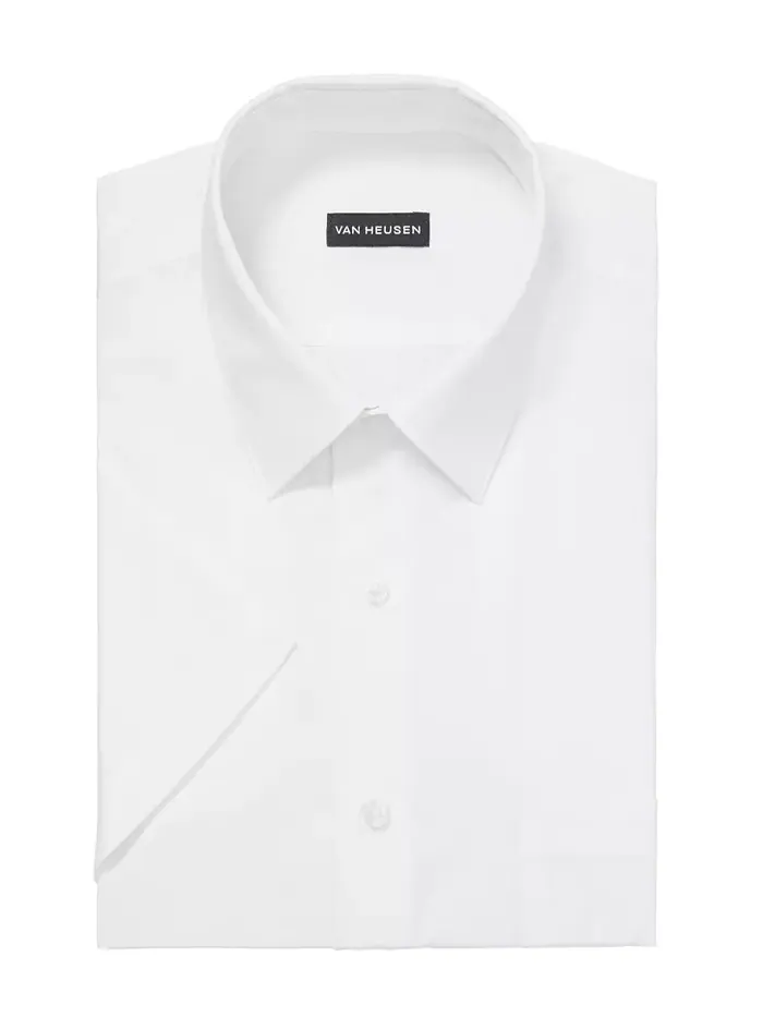Поплиновая однотонная короткая рубашка Van Heusen — изображение 3 из 3, белый