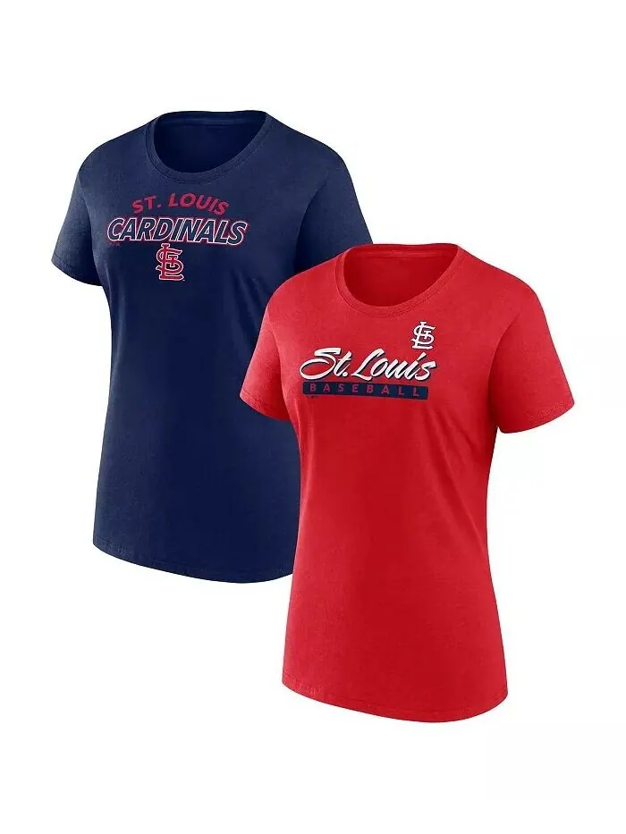 Женская красно-темно-синяя футболка St. Louis Cardinals Risk Combo Pack Fanatics — белый