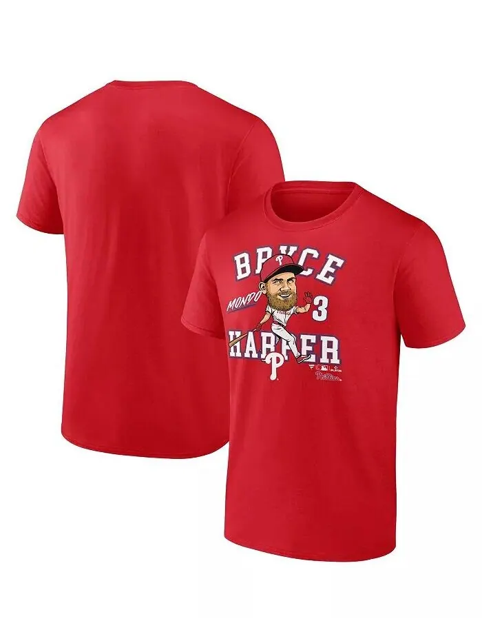 Мужская футболка Bryce Harper Red Philadelphia Phillies Hometown Caricature Fanatics — изображение 1 из 3