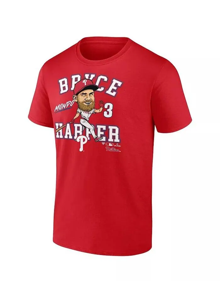 Мужская красная футболка с карикатурой на родной город Bryce Harper Philadelphia Phillies Fanatics — изображение 3 из 3