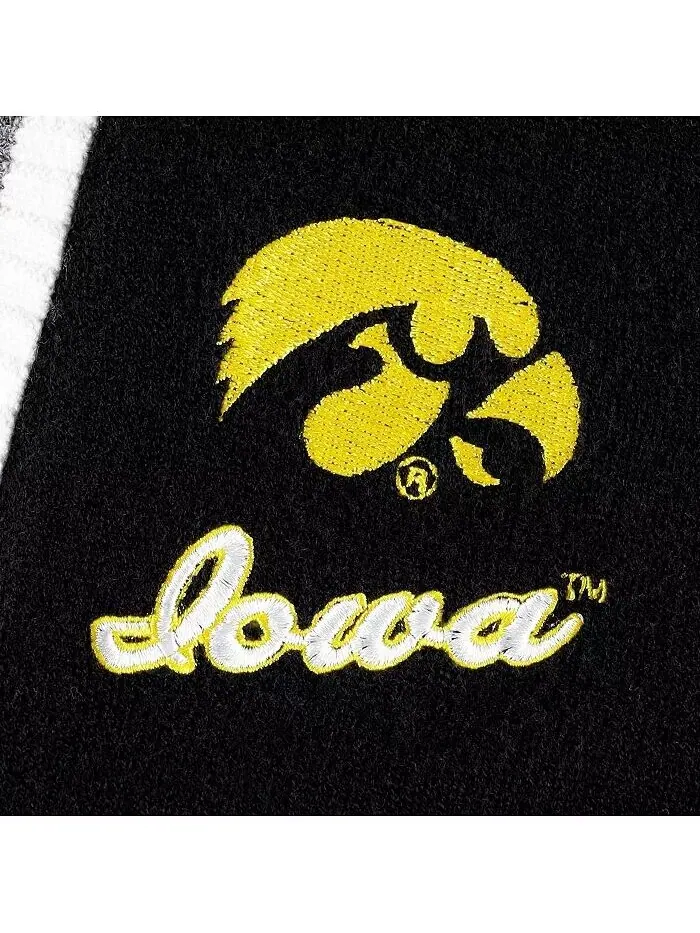 Черный женский свитер-кардиган с капюшоном в трехцветную полоску Iowa Hawkeyes One More Round — изображение 4 из 4
