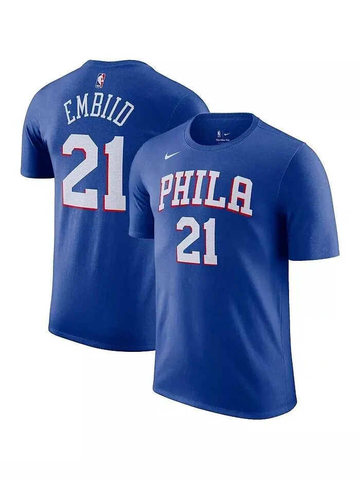 Мужская футболка с именем и номером Joel Embiid Royal Philadelphia 76ers Icon 2022/23 Nike — изображение 1 из 3, королевский