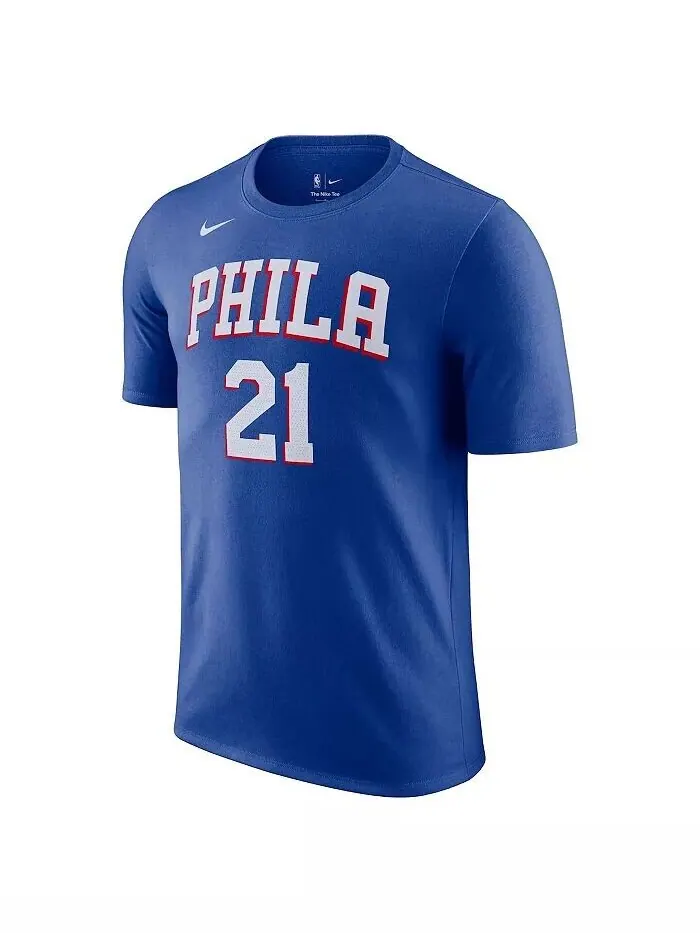 Мужская футболка с именем и номером Joel Embiid Royal Philadelphia 76ers Icon 2022/23 Nike — изображение 2 из 3, королевский
