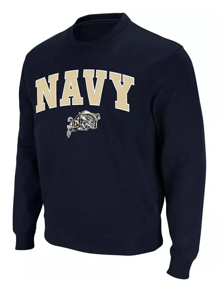Мужская темно-синяя толстовка Midshipmen Arch and Logo Crew Neck Colosseum — изображение 2 из 7, темно-синий