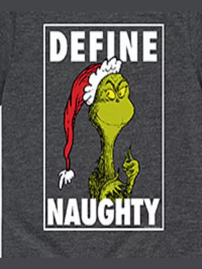 Футболка с принтом Define Naughty для мальчиков старшего возраста The Grinch — изображение 3 из 3, серый