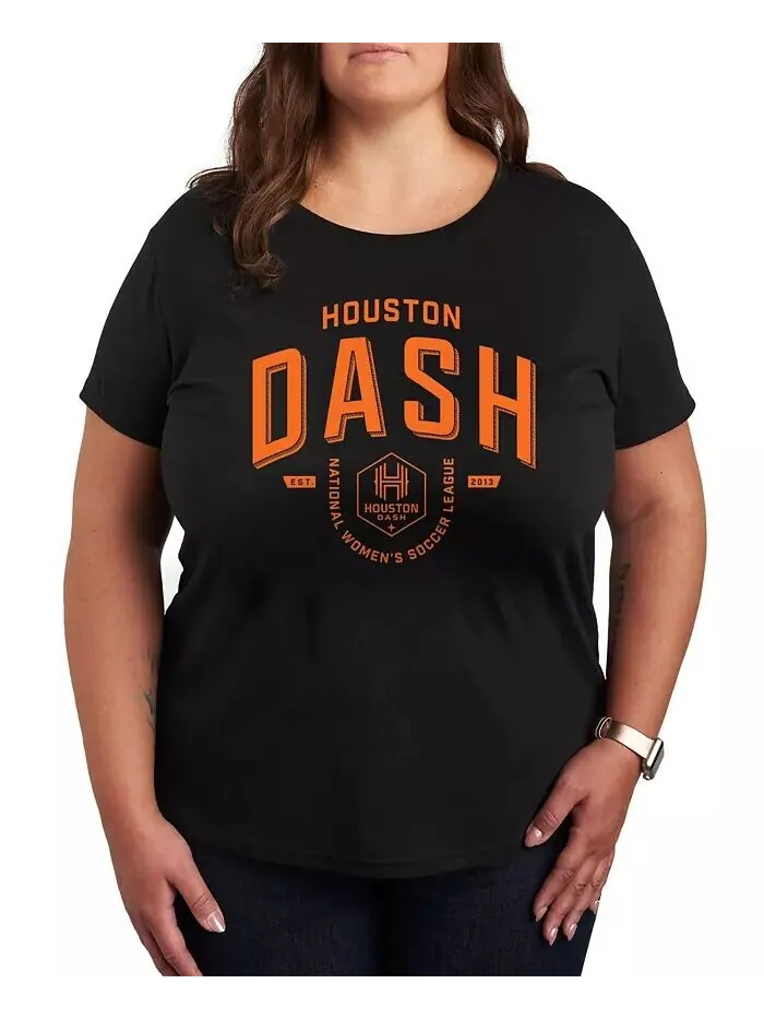 Футболка большого размера с круглым вырезом и принтом Houston Dash Hybrid Apparel — изображение 1 из 3, черный