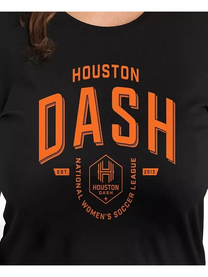 Футболка большого размера с круглым вырезом и принтом Houston Dash Hybrid Apparel — изображение 3 из 3, черный
